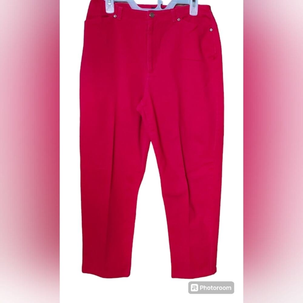 Crazy Horse Liz Claiborne Red Straight Leg Stain Resistant Women's Jeans-Size 12